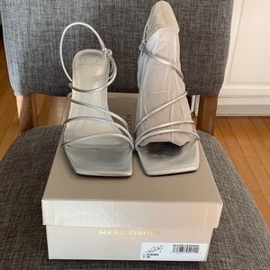 NEW NWT Marc Fisher Size 7 Silver Sandal Heels